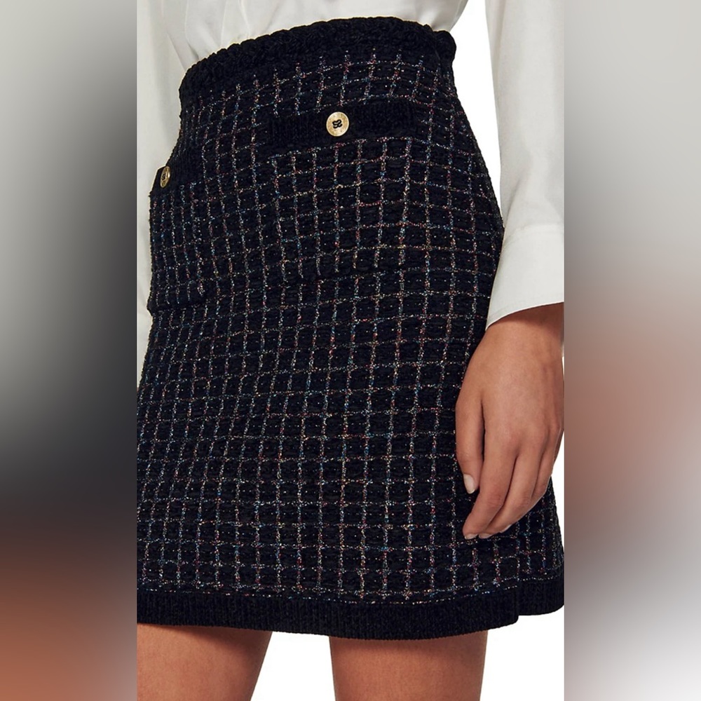 Sandro Vella Tweed Lurex Mini Skirt - Picture 2 of 8
